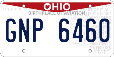 OH license plate GNP6460