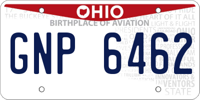 OH license plate GNP6462