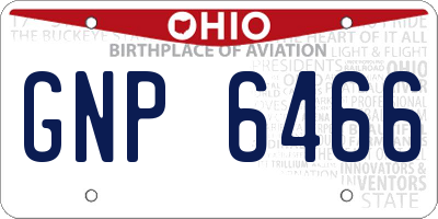 OH license plate GNP6466