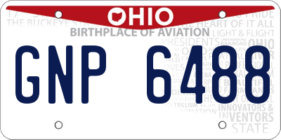 OH license plate GNP6488