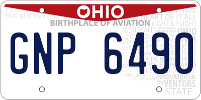 OH license plate GNP6490