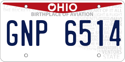 OH license plate GNP6514
