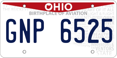 OH license plate GNP6525