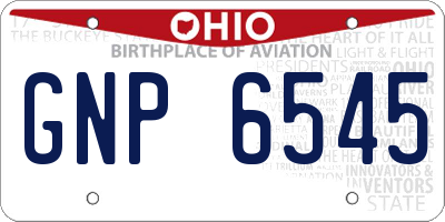 OH license plate GNP6545