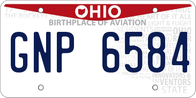 OH license plate GNP6584