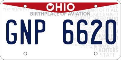 OH license plate GNP6620