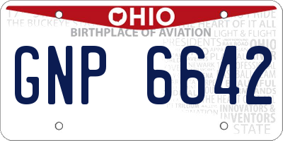 OH license plate GNP6642