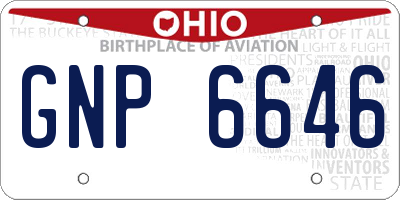 OH license plate GNP6646