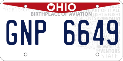 OH license plate GNP6649