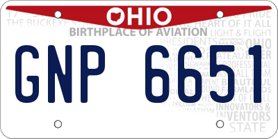 OH license plate GNP6651