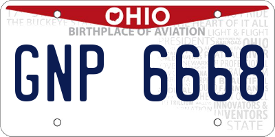 OH license plate GNP6668