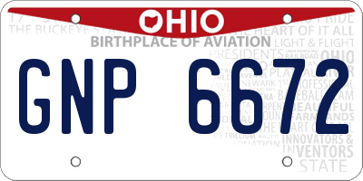 OH license plate GNP6672