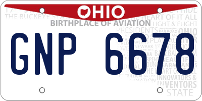 OH license plate GNP6678