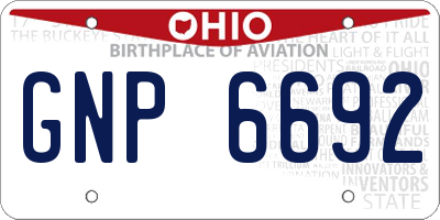 OH license plate GNP6692