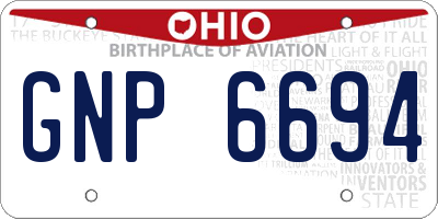 OH license plate GNP6694