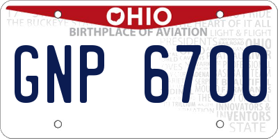 OH license plate GNP6700