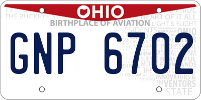 OH license plate GNP6702