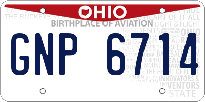 OH license plate GNP6714
