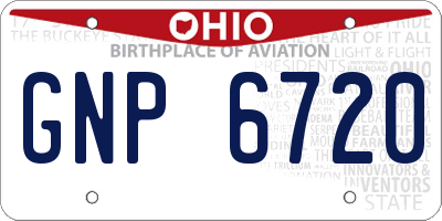 OH license plate GNP6720