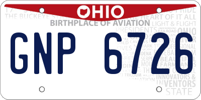 OH license plate GNP6726