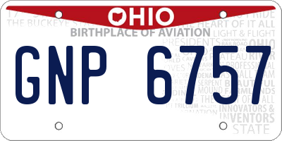 OH license plate GNP6757