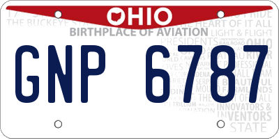 OH license plate GNP6787