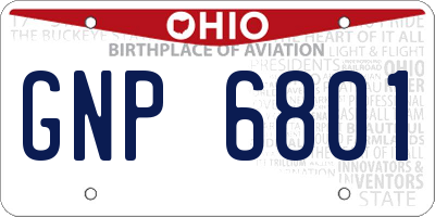 OH license plate GNP6801