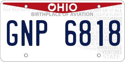 OH license plate GNP6818