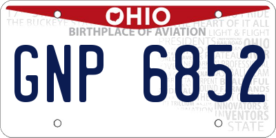 OH license plate GNP6852