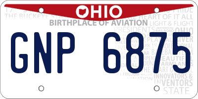 OH license plate GNP6875