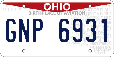 OH license plate GNP6931