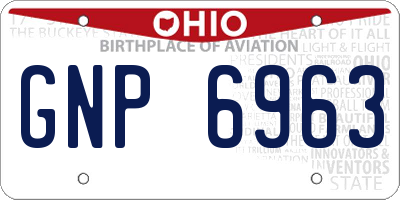 OH license plate GNP6963