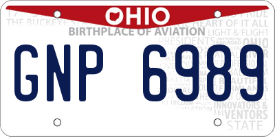 OH license plate GNP6989