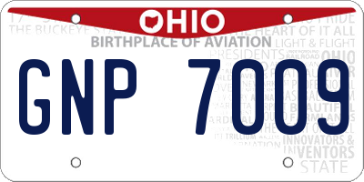 OH license plate GNP7009