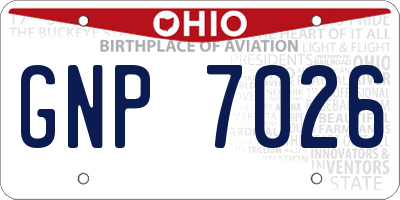 OH license plate GNP7026