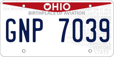 OH license plate GNP7039