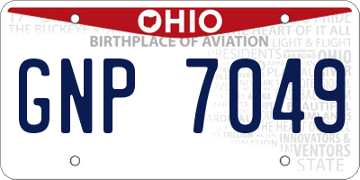 OH license plate GNP7049