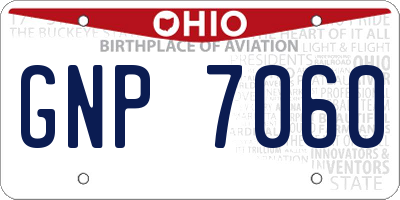OH license plate GNP7060