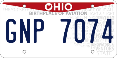 OH license plate GNP7074