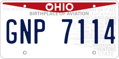 OH license plate GNP7114