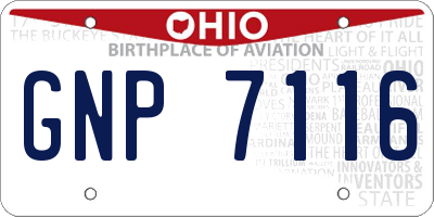 OH license plate GNP7116