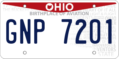 OH license plate GNP7201