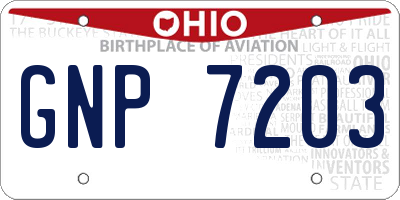 OH license plate GNP7203