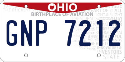 OH license plate GNP7212