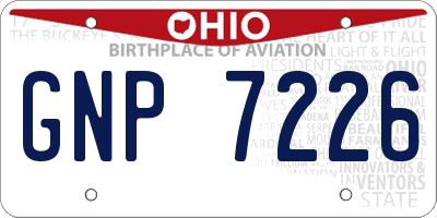 OH license plate GNP7226