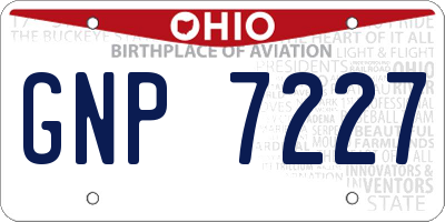 OH license plate GNP7227