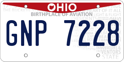 OH license plate GNP7228