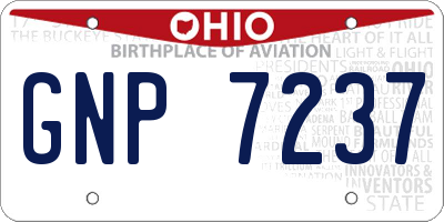 OH license plate GNP7237