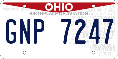 OH license plate GNP7247