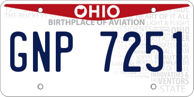 OH license plate GNP7251